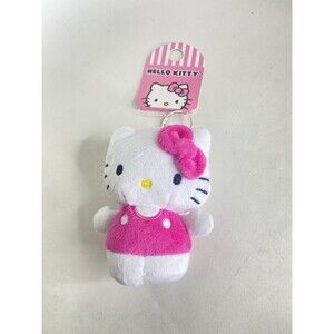 Hello Kitty Plush Keychain Bag Accessory For Keys or Backpack White Pink NEW